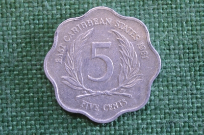 Монета 5 центов 1981 год. East Caribbean States. Five Cents. Восточные Карибы. Елизавета II.