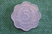 Монета 5 центов 1981 год. East Caribbean States. Five Cents. Восточные Карибы. Елизавета II.