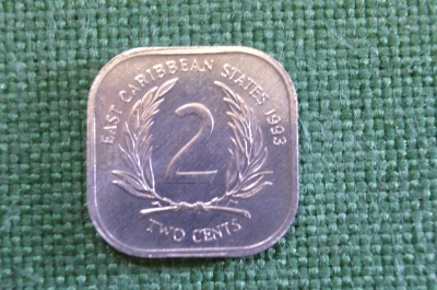Монета 2 цента 1993 год. East Caribbean States. Two Cents. Восточные Карибы. Елизавета II.