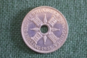 Монета 1 шиллинг 1935 год. Territory of New Guinea. One Shilling. Серебро. Георг V. Новая Гвинея.