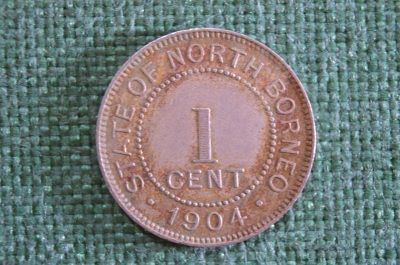 Монета 1 цент 1904 год. State of North Borneo. One Cent. Северное Борнео.