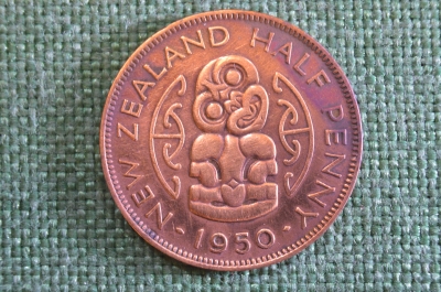 Монета 1/2 пенни Half Penny 1950 год. Георг VI. New Zealand. Новая Зеландия.