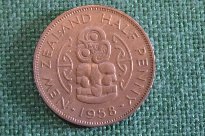 Монета 1/2 пенни Half Penny 1958 год. Елизавета II. New Zealand. Новая Зеландия.
