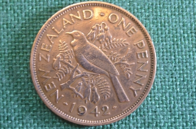 Монета 1 пенни One Penny 1942 год. Георг VI. New Zealand. Новая Зеландия.