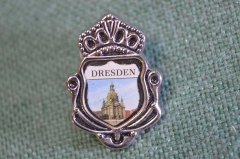 Знак значок "Дрезден Dresden". Тяжелый металл. Винтаж. Германия.