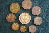 Монеты советские 1987 год. 1 рубль, 50 20 10 5 копеек, 3 2 1 копейки. Годовой набор, погодовка СССР.