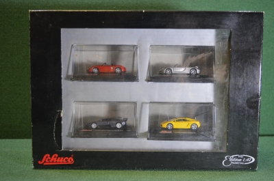 Модель, автомобиль Ламборджини Порш. Lamborghini Porsche. Набор 4 шт. Металл, масштаб 1:87 Schuko.