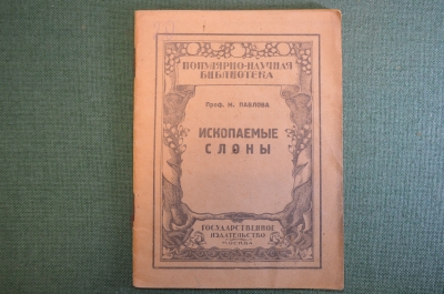 Книга "Ископаемые слоны". Профессор Мария Павлова. Второе издание. Москва, Госиздат 1922 год. #K25