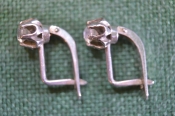 Серьги серебряные. Серебро 875 проба звезда. Горный хрусталь? СССР.