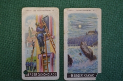Карточка, вкладыш "Тренировка пожарных. Водопад". Реклама шоколадная фабрика Robert Berger. #O1
