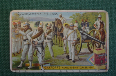 Карточка, вкладыш "Колониальные войска Италии, Colonialtrupper". Реклама фирмы Knorr, Кнорр. #O2