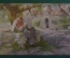 Открытка старинная "У колодца перед воротами". Германия. До 1917 года.  #S6