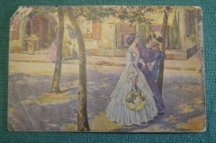 Открытка старинная "Две девушки". Подписана. Германия. ВОВ. До 1917 года. #S6