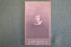Фотография старинная "Девушка в платье с белым воротником". Visit Portrait. #F9