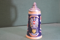 Кружка пивная керамическая "Австрия гербы". Керамика. Schmitt & Sohn. Германия. 1970е.