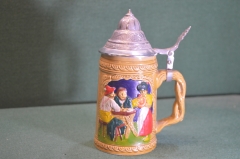 Кружка пивная керамическая "Застолье". Керамика. Германия. 1970е.