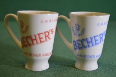Рюмка ликерная фарфоровая "Carlsbad Becher's". Набор 2 штуки. Фарфор. Чехословакия периода СССР.