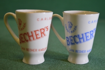 Рюмка ликерная фарфоровая "Carlsbad Becher's". Набор 2 штуки. Фарфор. Чехословакия периода СССР.