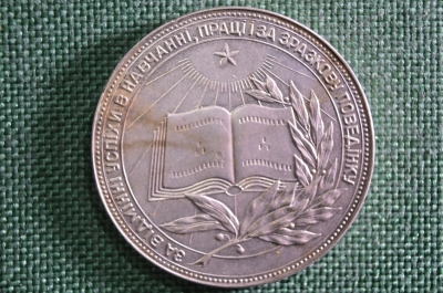 Серебряная школьная медаль образца 1960 года. Томпак (серебрение) диаметр 40 мм.