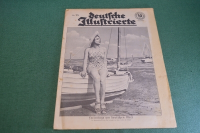 Журнал старинный "Deutsche Illustrierte". Отдых на Балтийском море. Рейх. Июль 1938 года. Германия.