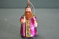 Елочная игрушка "Царь Додон, сказки Пушкина". Стекло, подвес. СССР.