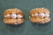 Серьги клипсы дизайнерские. Christian Dior. Жемчуг. Винтаж. Германия. #U 5 9