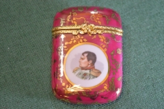Спичечница таблетница фарфоровая. Фарфор. Латунь. Лимож. Limoges. Наполеон. Винтаж. Франция. #U #9
