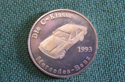 Медаль настольная жетон "Mercedes Benz Мерседес С Класс". Серебро 800 проба. Пруф. Германия. 