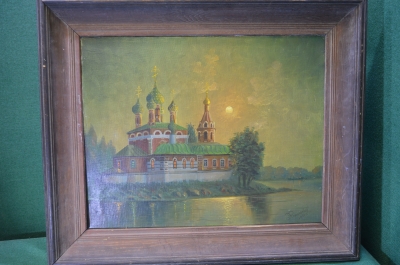 Картина "Углич. Церковь Дмитрия (на крови)". Художник А. Коротков. Холст, масло. 1991 год. 