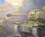 Картина "Танковая атака". Война, танк, пехота, солдаты. Художник Ткачев Сергей Петрович. 1970-е гг.