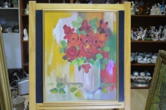Картина "Красные розы". Автор Марьяна Медник. Масло, оргалит. 2007 год.