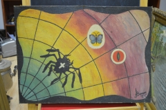 Картина "Паук". Автор Воронцова. Масло, холст на оргалите. 1993 год.