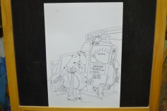 Карикатура "Заправка автомобиля". Оригинал. Тушь, бумага. 1980-90гг.