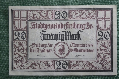 Нотгельд 20 марок 1918, Фрайбург, Германия