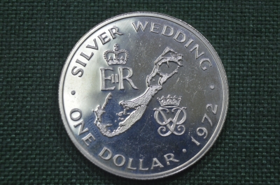 Бермуды 1 доллар "Серебряная свадьба" 1972, серебро