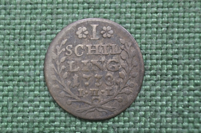 Монета 1 шиллинг 1738 Германия, Гамбург, серебро