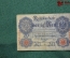 Бона, банкнота 20 марок 1910 года, 21 апреля, Рейхсбанкнота, Reichsbanknote. Берлин, Германия.