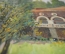 Картина "Мавританский дворик, дом в парке". Автор, художник Муравьев Л.М. Оргалит, масло. 1988 год.