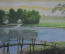 Картина "Деревня у реки". Phuong. Картон, масло. 1969 год, Вьетнам