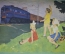 Плакат "Проходящий поезд", наглядное учебное пособие для школы, СССР