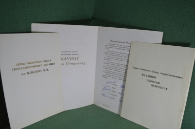 Комплект документов Н.П. Каманин , космос СССР, поздравление, подписи, редкость