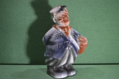 Штоф керамический, статуэтка "Толстяк с бочонком", "Винодел". 1990 -е годы. 