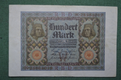 100 марок 1920 года, Веймарская Республика, Рейхсбанк, Германия.