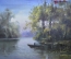 Картина "Утренняя рыбалка". Холст, масло. Автор неизвестен. 1990-е годы.