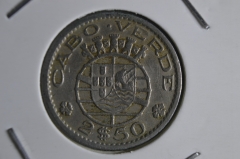 Монета 2 1/2 эскудо 1967 года. Кабо Верде (Острова Зеленого Мыса).