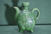 Кувшин, сосуд керамический. Зеленый, цветы. Майолика, обливная керамика. 1 сорт. СССР. Винтаж. Кувшин, сосуд керамический. Зеленый, цветы. Майолика, обливная керамика. 1 сорт. СССР. Винтаж.