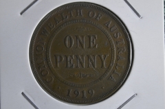 Монета 1 пенс пенни 1919 года. Австралия.
