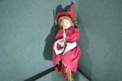 Игрушка подвесная мягконабивная кукла "Баба Яга". Ручная работа. СССР.
