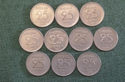 Монеты 25 эре периода 1952 - 1961 гг., Швеция. Серебро. Подборка, 10 штук. Монеты 25 эре периода 1952 - 1961 гг., Швеция. Серебро. Подборка, 10 штук.