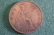 Монета 1 пенни 1932 год. One penny. Георг V, Великобритания. Монета 1 пенни 1932 год. One penny. Георг V, Великобритания.